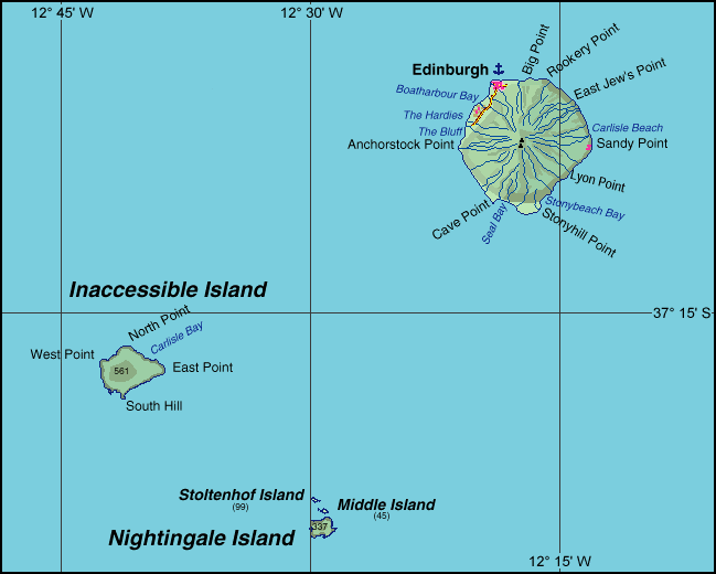 Map of the Tristan da Cunha group